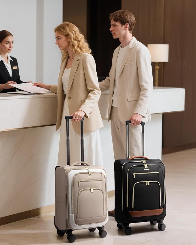 LOVEVOOK 49L Carry on Luggage 22x14x9 Airline Approved, 22 Inch Large Rolling Suitcase with Suit Folder & Spinner Wheels, Lightweight Underseat Carryon Luggage for Women Travel Business with TSA Lock