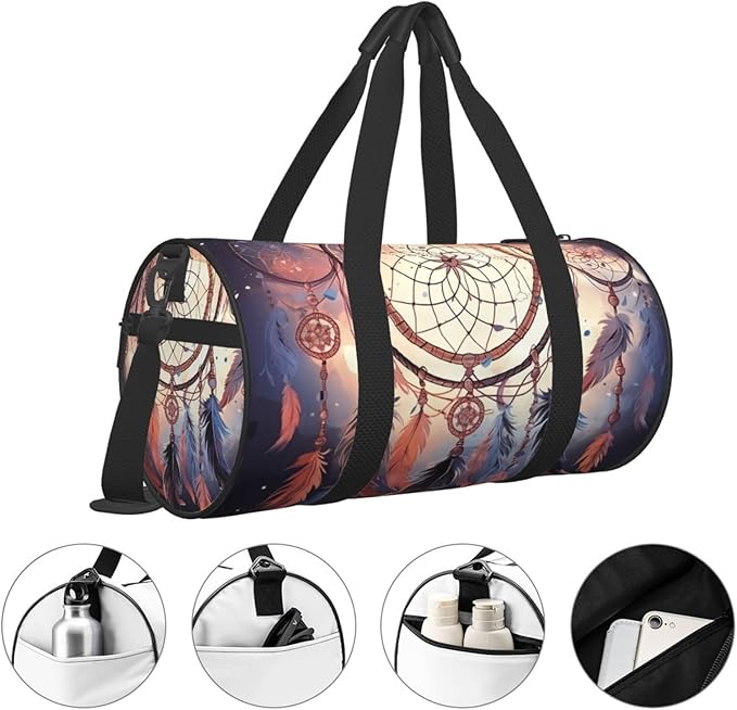 Native American Dream Catcher Sports Gym Bag for Women Men Travel Duffel Bag Tote Weekender Bag Canvas Carry on Overnight Bag for Travel Swimming Fitness Workout Sports Duffle Bag