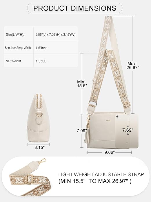 Women's Leather Crossbody Bags Anti Theft Purses RFID Blocking Handbags Trendy Travel Adjustable Strap Tassel