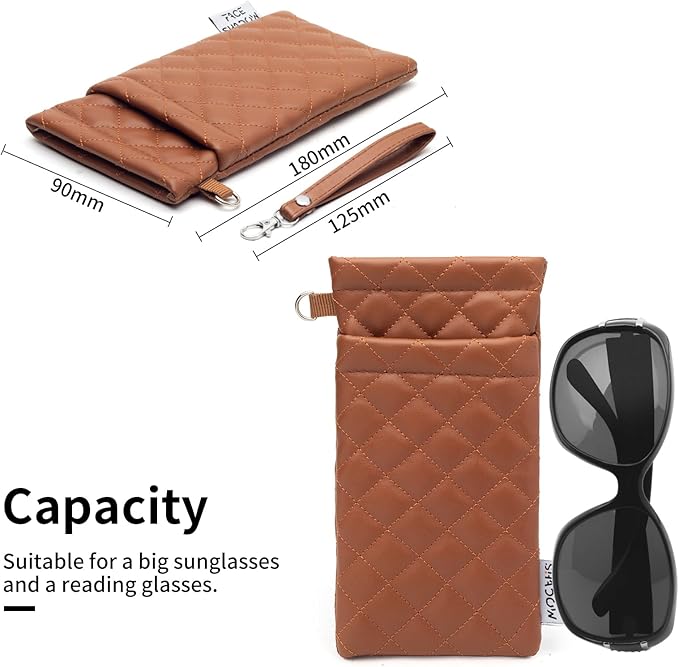 Face Shadow Double Glasses Case Soft Eyeglass Case For Women Men Squeeze Top Sunglasses Case With Cleaning Cloth