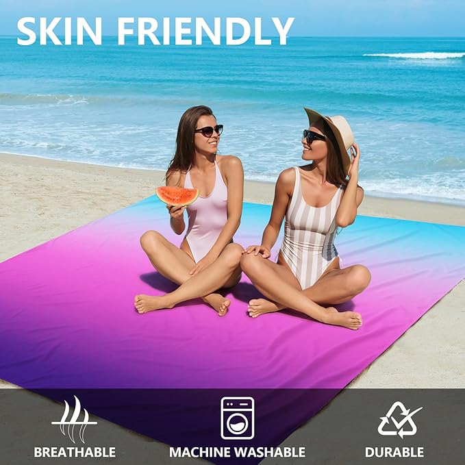 AISPARKY Beach Blanket Waterproof Sandproof Extra Large, Oversized Beach Mat, Quick Drying&Compact&Lightweight, Picnic Blankets Vacation Essentials for Outdoor Beach Camping (79" X 108" (6 Person))