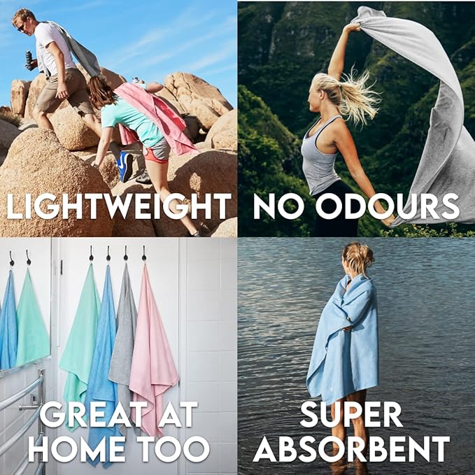 Dock & Bay Beach Towel - Quick Dry, Sand Free - Compact, Lightweight - 100% Recycled - Includes Bag - Essential - Pink, Extra Large (200x90cm, 78x35)