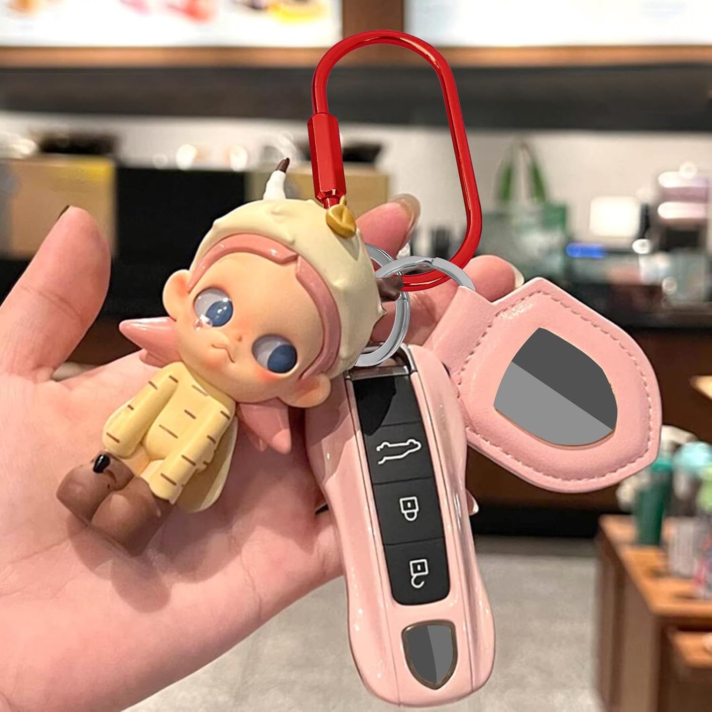 Key Chain, Brass Key Rings 2 Pack Screw Lock Key Organizer with 4 Rings Carabiner Keychain Clip for Men and Women