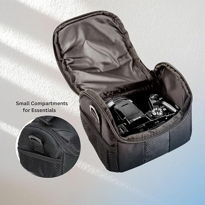 Small Padded Camera Bag with Shoulder Strap – Compact DSLR & Mirrorless Camera Carrying Case, Lightweight Protective Crossbody Case