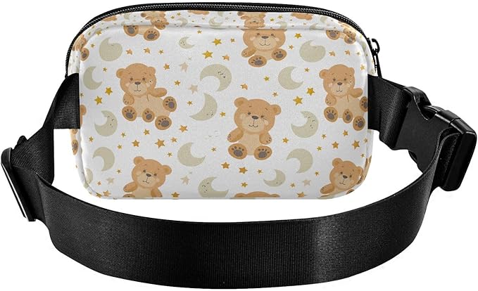 Kawaii Teddy Bear Stars Moon Fanny Pack for Women Men Water Resistant Fashion Waist Packs with Adjustable Strap Belt Bag for Travel Workout Jogging Hiking 21219513