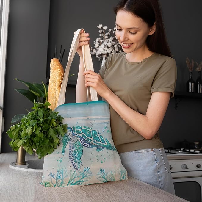 FBB Ocaen Beachy Ocean Sea Fish Reusable Grocery Shopping Bag