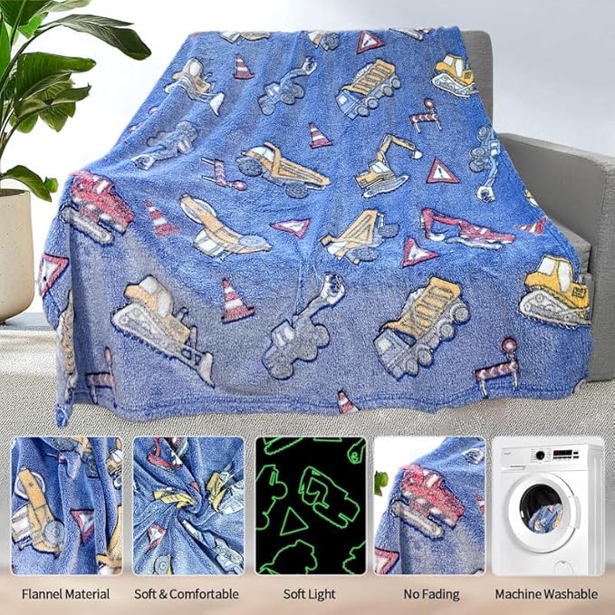 Tractor Blanket for Boys, Construction Blanket for Boys, Car Blanket for Boys, Kids Blankets for Boys, Toddler Blanket for Kids, Personalized Baby Blankets for Boys, Birthday 40"x 50"