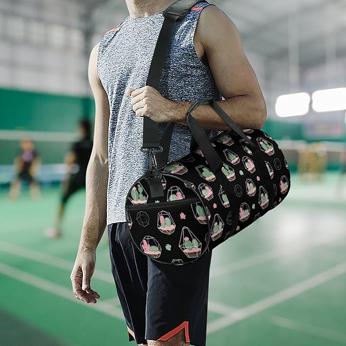 Travel Sports Lightweight Carry On Bag Cactus Black Weekender Overnight Bag Dance Sports Gymnastics Bags for Men Women