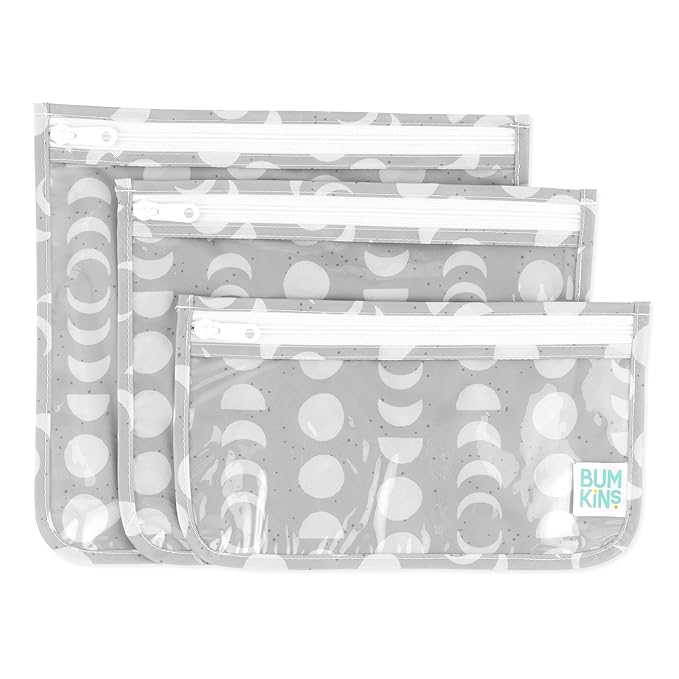 Bumkins Travel Bag, Toiletry, TSA Approved Packing Pouch, Zip Bag, Quart Size Airline Compliant, Clear-Sided, Set of 3 Sizes
