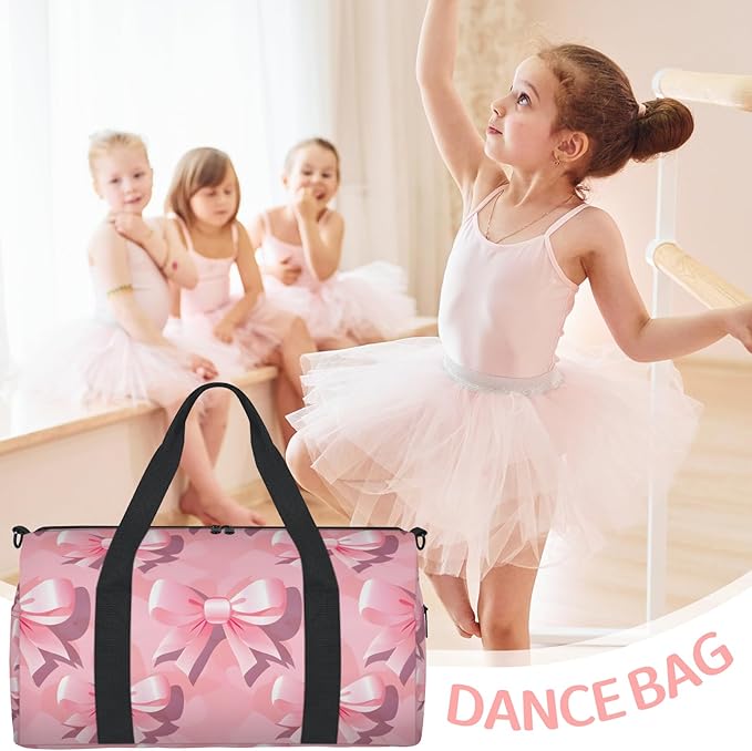 Bow Print Overnight Travel Bag Unisex Pink Carry-On Size Tote Bag Suitable for Travel Duffle Gym Sports