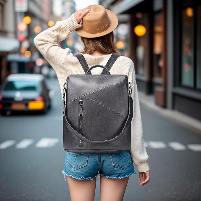 molshine Backpack,Fashion Casual Travel PU Leather Daypack Bag Shoulder Rucksack Handbags for Women HB041