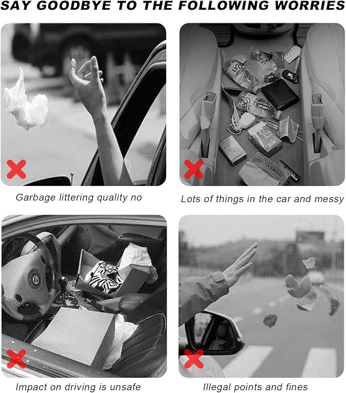 2 PCS Car Seat Back Organizer, Large Capacity Foldable Car Seat Back Hanging Bag with 3 Extra Pockets, Waterproof Leather Auto Seats Storage Organizer, Car Travel Essentials Accessories (Black)