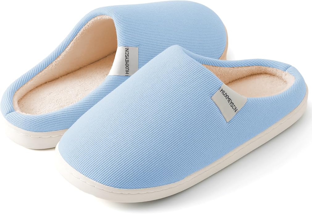 HUXMEYSON Slippers for Women, Womens Slippers Indoor Outdoor with Memory Foam, Cozy & Warm House Slippers for Woman with Anti-Slip Rubber Sole