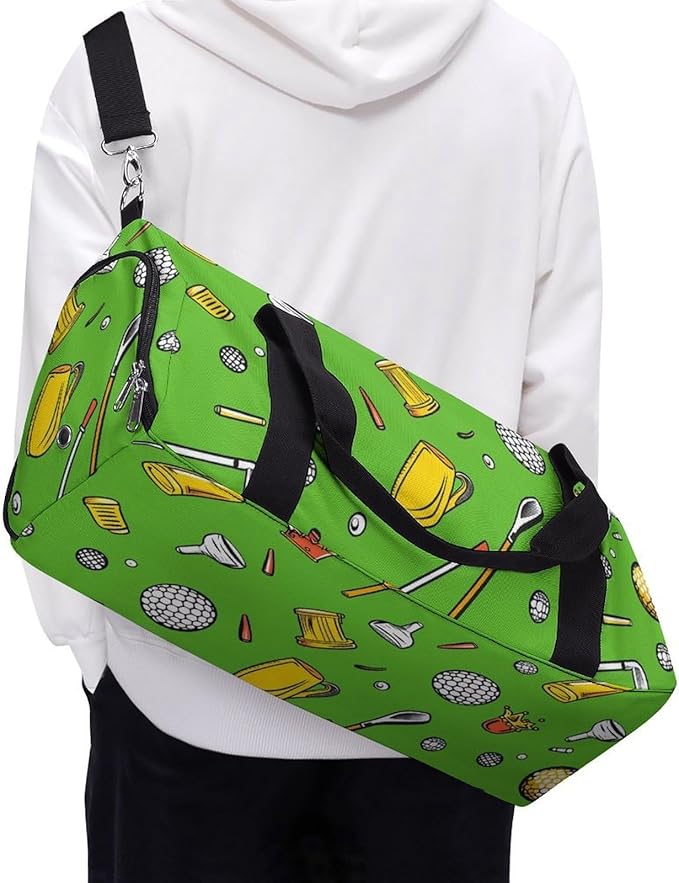 Golf Element Sport Gym Bag for Men Women Cartoon Ball Travel Duffel Bag with Wet Pocket Shoes Compartment Carry on Pack for Workout Overnight Weekend Trip