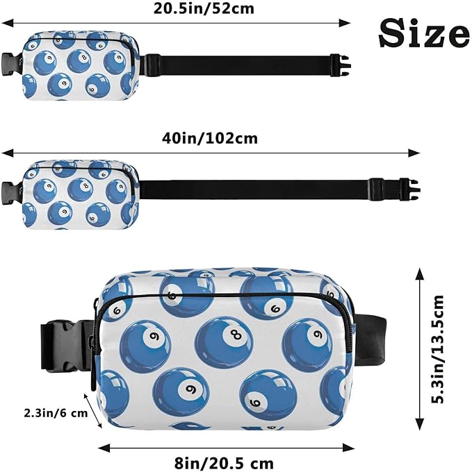 Funny Snooker Fanny Pack for Women Men Water Resistant Fashion Waist Packs with Adjustable Strap Belt Bag for Travel Workout Jogging Hiking 21220369