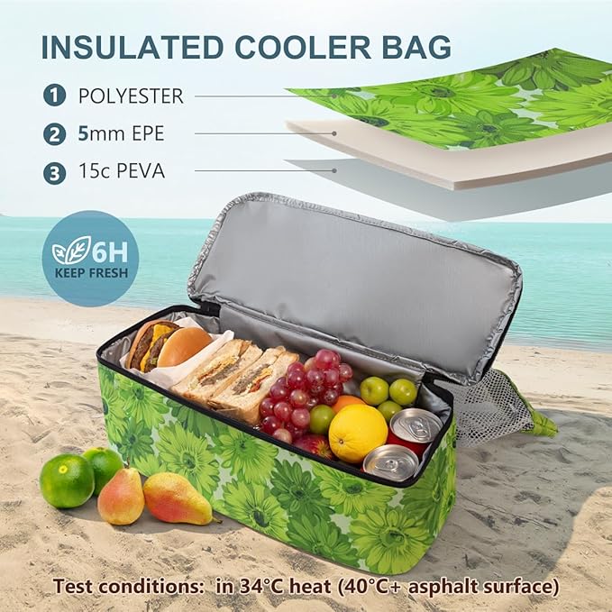 ASL Mesh Beach Bag with Cooler Compartment for Women, 2-in-1 Print Travel Tote 30L with Zipper and Pockets, Pool Picnic