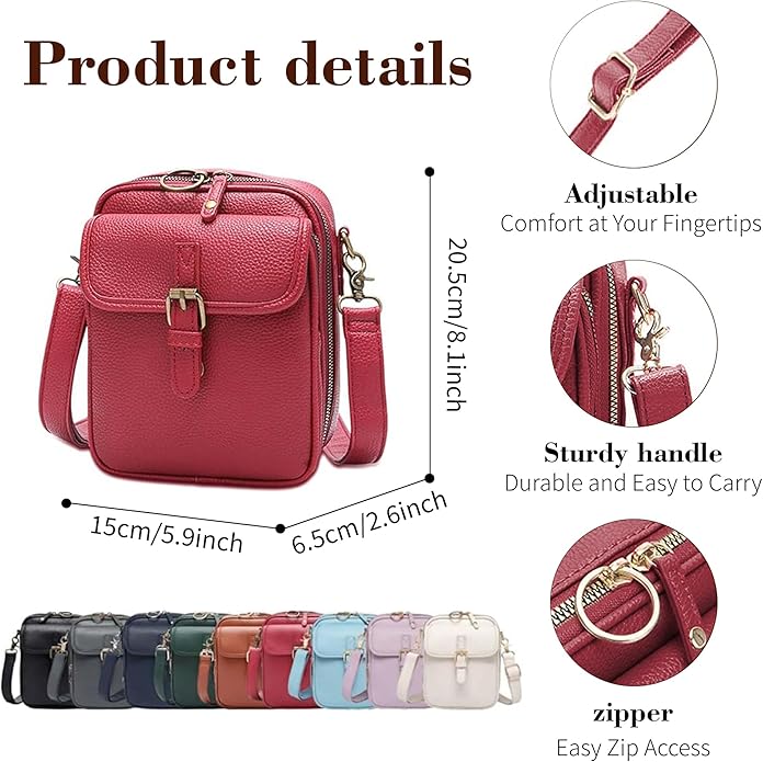 Leather Crossbody Bags for Women Travel Small Crossbody Purse Anti Theft Waterproof Bum Bag with Built in Wallet