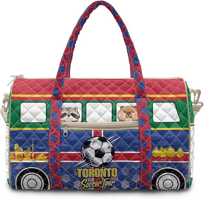 COEQINE Quilted Duffle Bag Men Large Capacity Toronto Van Car Quilted Tote Bag Large Car Travel Bag with Trolley Sleeve