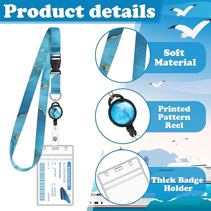 4 Pack Cruise Lanyard for Ship Cards Detachable Lanyards with Retractable Badge Reels and Waterproof ID Badge Holder, 2026 Cruise Essentials Accessories