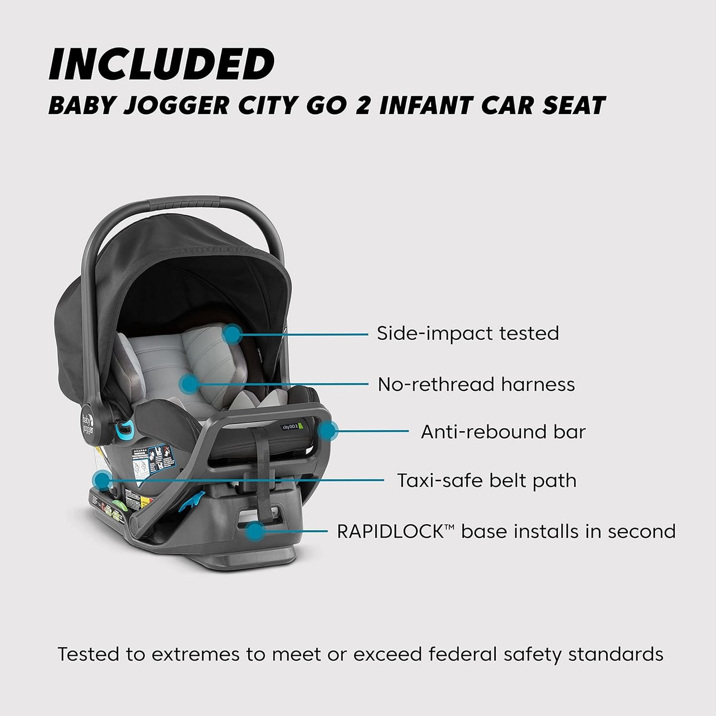 Baby Jogger City Mini GT2 All-Terrain Travel System Includes City GO 2 Infant Car Seat Opulent Black