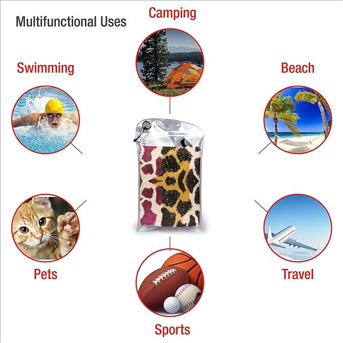 Pink Leopard Star Sand Free Beach Towel – 31.5"X63" Quick Dry Microfiber Beach Towels for Travel, Swimming, Pool, and Camping, Absorbent and Compact Beach Essential for Women, and Men