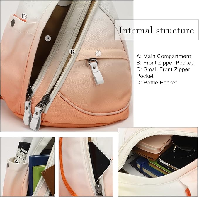 KL928 Canvas Sling Bag - Small Crossbody Backpack Shoulder Casual Daypack Rucksack for Men Women(Yellow+Orangered)