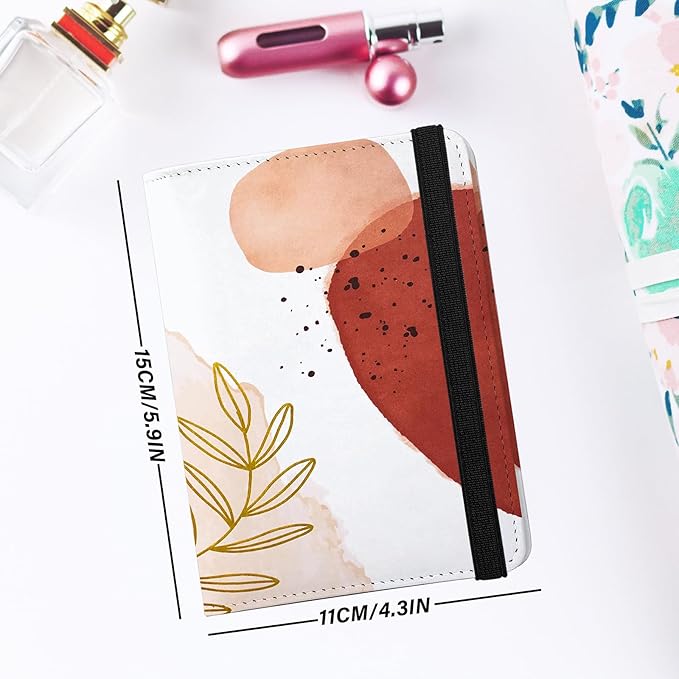 Cute Passport Holder and Holder Combo Passport Cover with RFID Blocking Women Men Compatible Wallet Credit Card Protector(Aesthetic Orange Morandi)
