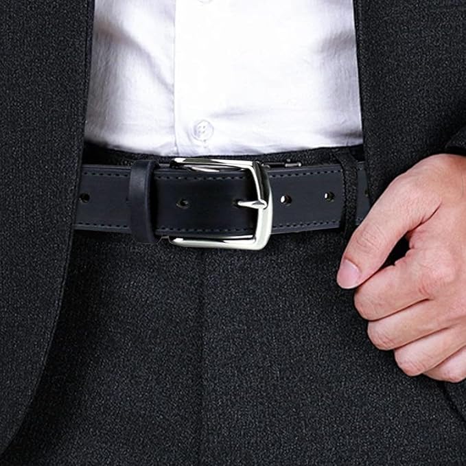 Leather Money Belt for Men with Hidden Zipper Pocket - Full Grain Travel Security Belts with Secret Compartment for Cash Cards, Anti-Theft Safe Storage Belt for Business Travel Dad Husband Boyfriend