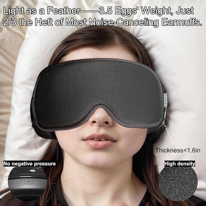 Noise Reduction Ear Muffs Eye Mask for Sleeping Set, Noise Cancelling Earmuffs 3D Light Blocking Sleep Mask Set