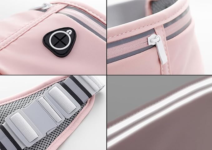 Running Belt Fanny Packs for Women, Slim Belt Bag Jogging Pocket Money Belt Phone Holder Waist Pack for Running Hiking Traveling - Pink