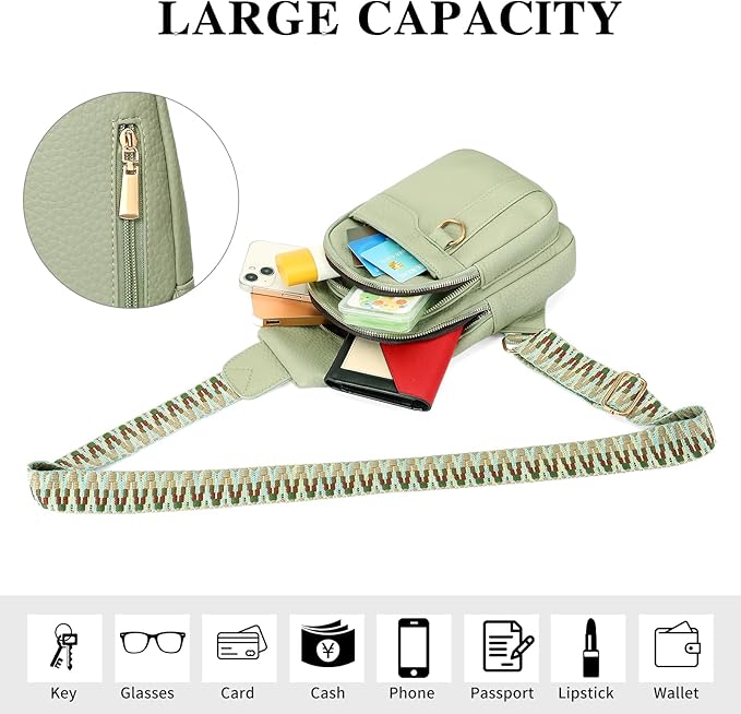 GAEKEAO Sling Bag for Women Crossbody Bags Fanny Pack Vegan Leather Chest Bag Travel Shoulder Belt Purse Backpack Gifts