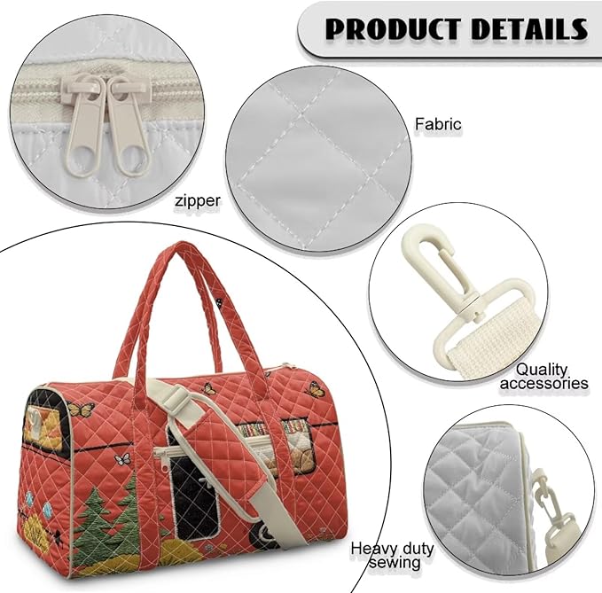 COEQINE Quilted Travel Duffle Bag For Men Travel with Shoulder Strap and Trolley Sleeve Large Quilted Tote Bag Large Car Packable Travel Bag