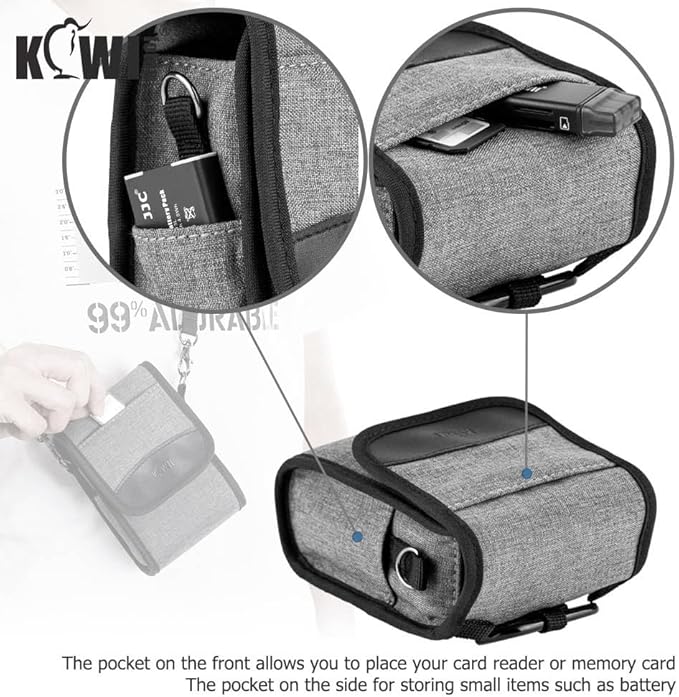 KIWIFOTOS Compact Camera Case Travel Belt Pouch, Digital Camera Small Bag for Lumix DC-ZS99 Ricoh GRIV GR III Sony RX100 VI ZV-1 II ZV-1 ZV-1F Canon ZS720 G7XIII GR IIIx Olympus TG-6 TG-5