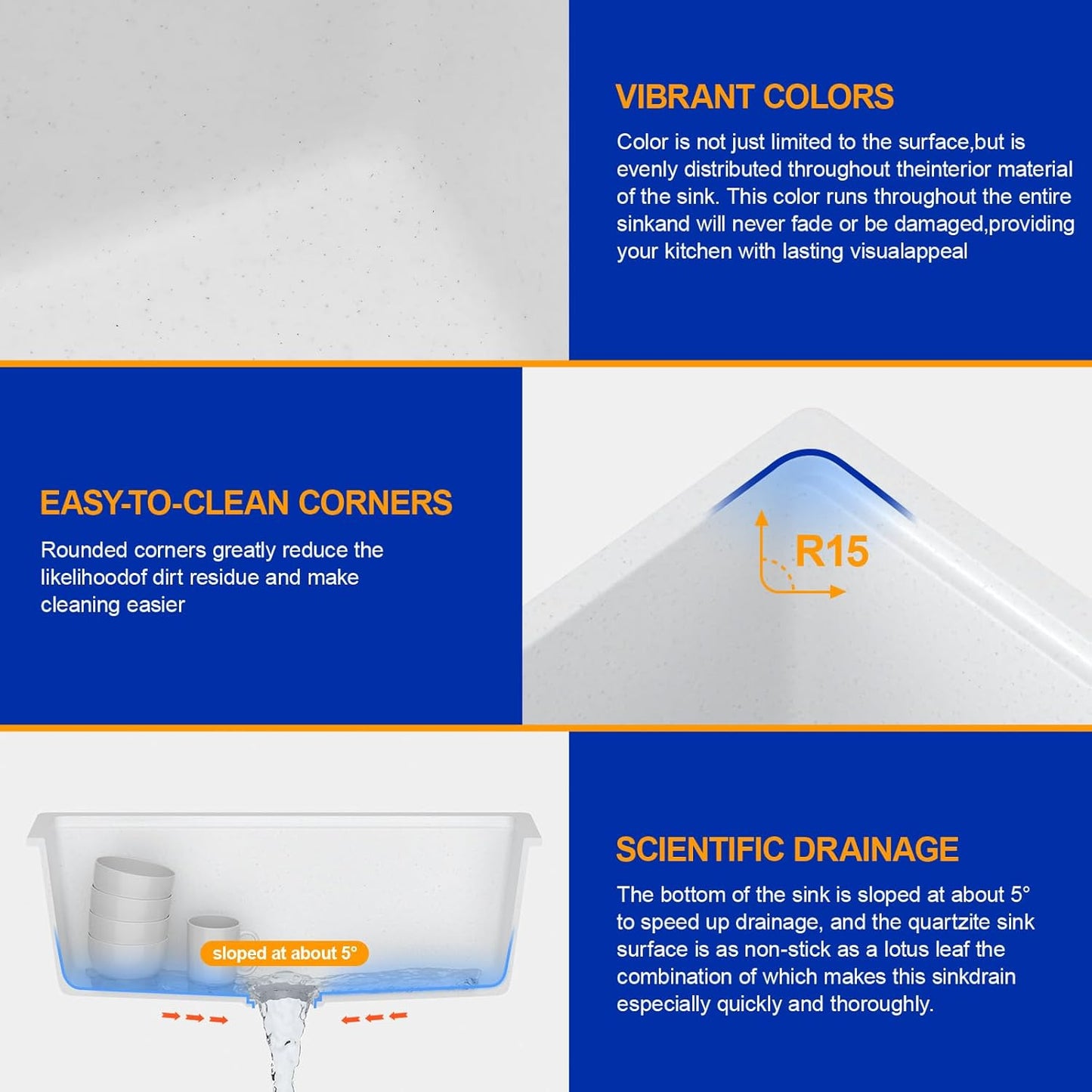 Dcolora 28 Inch White Undermount Kitchen Sink Workstation Single Bowl Modern Kitchen Sink Granite Composite,#DC-GU0003WS