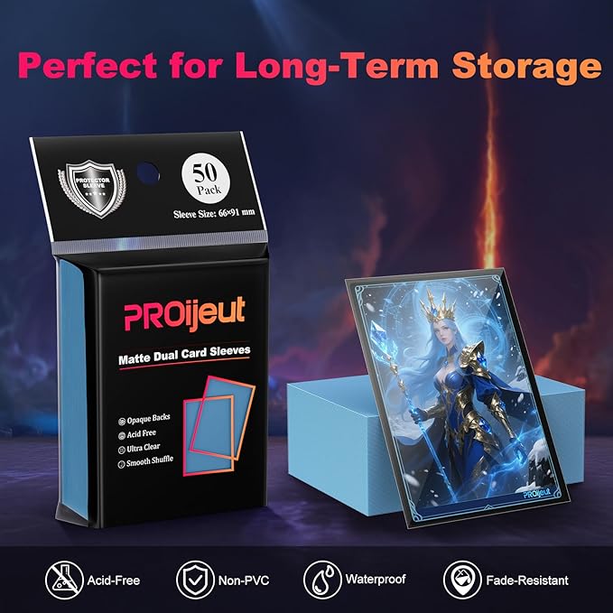 200 Pack Card Sleeves, Matte Dual Trading Card Sleeves with Opaque Back & Smooth Shuffle, Tear Resistant Card Protectors for MTG, TCG (Lagoon Blue)