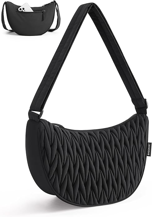 BAGSMART Small Crossbody Bag for Women Men Trendy，Quilted Crossbody Hobo Bag with Adjustable Strap and Inner Pockets