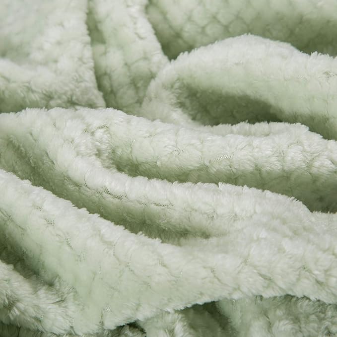 Fuzzy Throw Blanket, Plush Fleece Blankets for Adults, Toddler, Boys and Girls, Warm Soft Blankets and Throws for Bed, Couch, Sofa, Travel and Outdoor, Camping (Twin(60"x80"), XL1-Pastel Green)