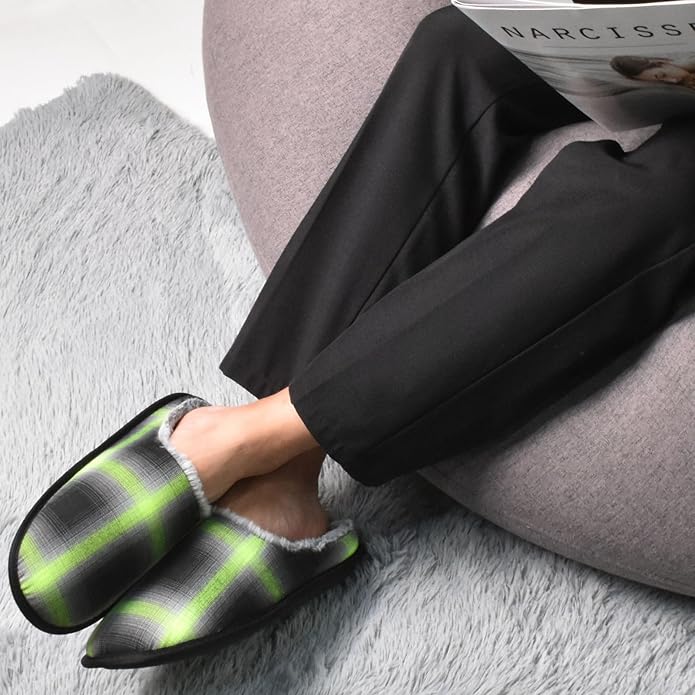 COFACE Mens Cozy Memory Foam Scuff Slippers Casual Slip On Warm House Shoes Indoor/Outdoor Sandal Slippers With Arch Support Rubber Sole Size 7-15