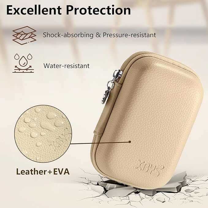 Digital Camera Case Compatible with Canon Powershot G7X Mark II & III/ SX740/ Sony ZV-1/ RX100 VII, Compact Travel Point & Shoot 4K Vlog Cameras Storage Holder with Lanyard (Khaki)