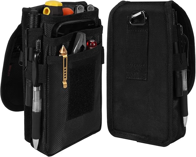 KENOBEE Belt Tool Pouch, Multitool Organizer Electrician Holster Nylon Tactical Pocket Attachment Utility Sheath Bag Tradesman Pro Maintenance Tool Sleeve for EDC Gears Cellphone