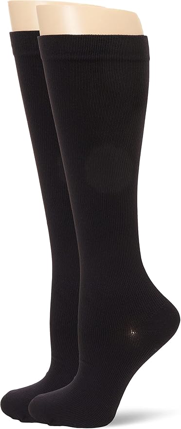 MediPeds Over the Calf (OTC) Mild Compression Socks, X-Large Mens 12-15, Black, 2 Pair