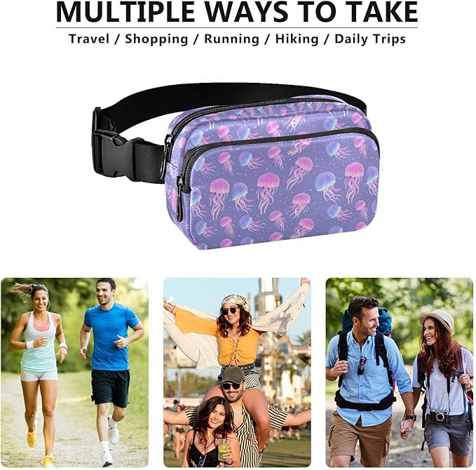 Jellyfish Fanny Pack for Women Men Water Resistant Fashion Waist Packs with Adjustable Strap Belt Bag for Travel Workout Jogging Hiking 21219239
