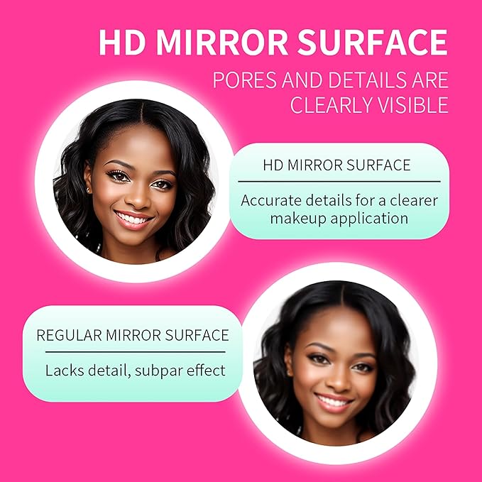 LED Makeup Mirror with Pouch, Portable Lighted Mirror, USB Rechargeable Travel Mirror, 3 Color Modes, Folding Vanity Mirror for Women