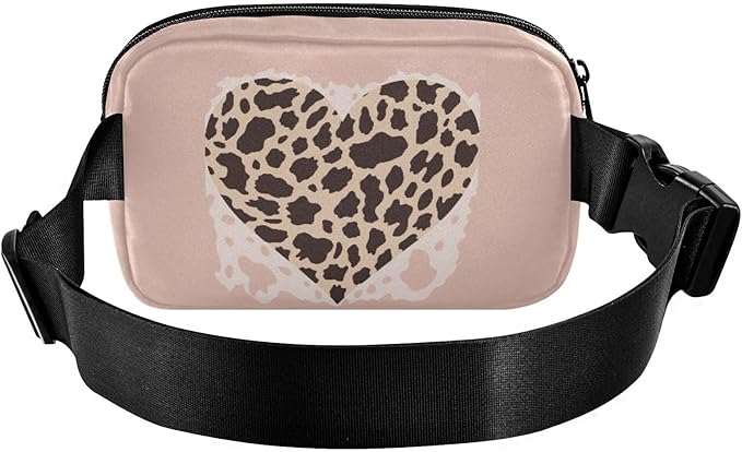 Leopard Heart Fanny Pack for Women Men Water Resistant Fashion Waist Packs with Adjustable Strap Belt Bag for Travel Workout Jogging Hiking 21217813