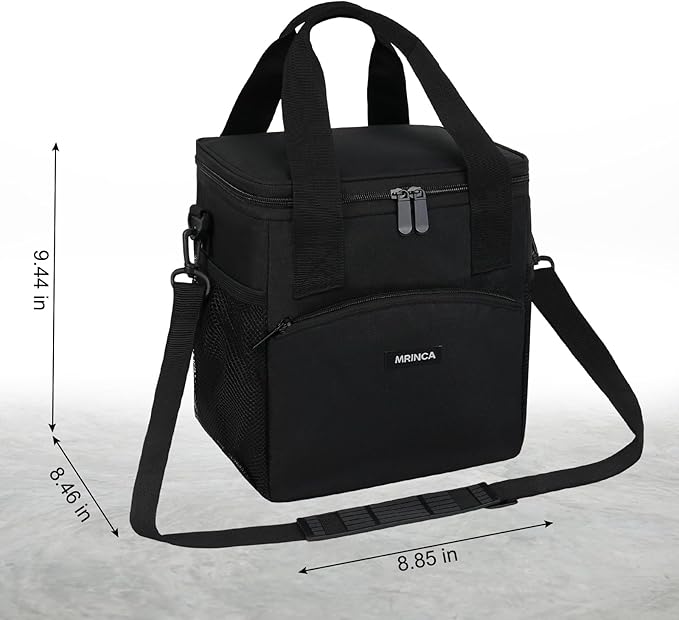 4 Cup Drink Carrier, Reusable Insulated Cup Holder Bag with Leakproof Zippered Lid & Adjustable Dividers, Portable Tote with Shoulder Strap for Delivery, Travel, Coffee