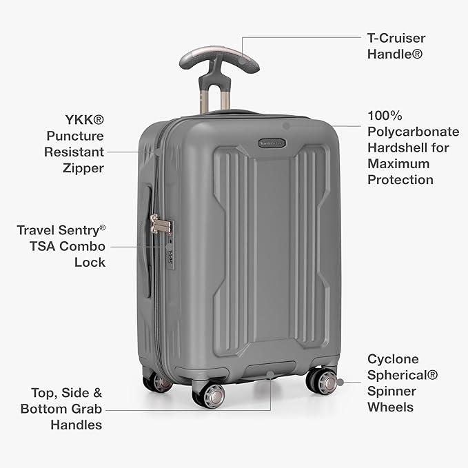 Traveler's Choice Ultimax II Polycarbonate Hardside Luggage with Spinner Wheels, Slate Gray, 21-Inch Carry-On