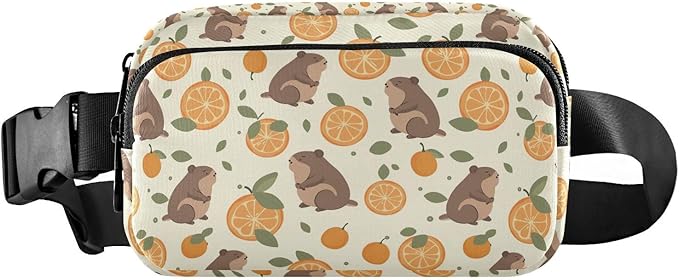 Kawaii Capybara Orange Fanny Pack for Women Men Water Resistant Fashion Waist Packs with Adjustable Strap Belt Bag for Travel Workout Jogging Hiking 21220238