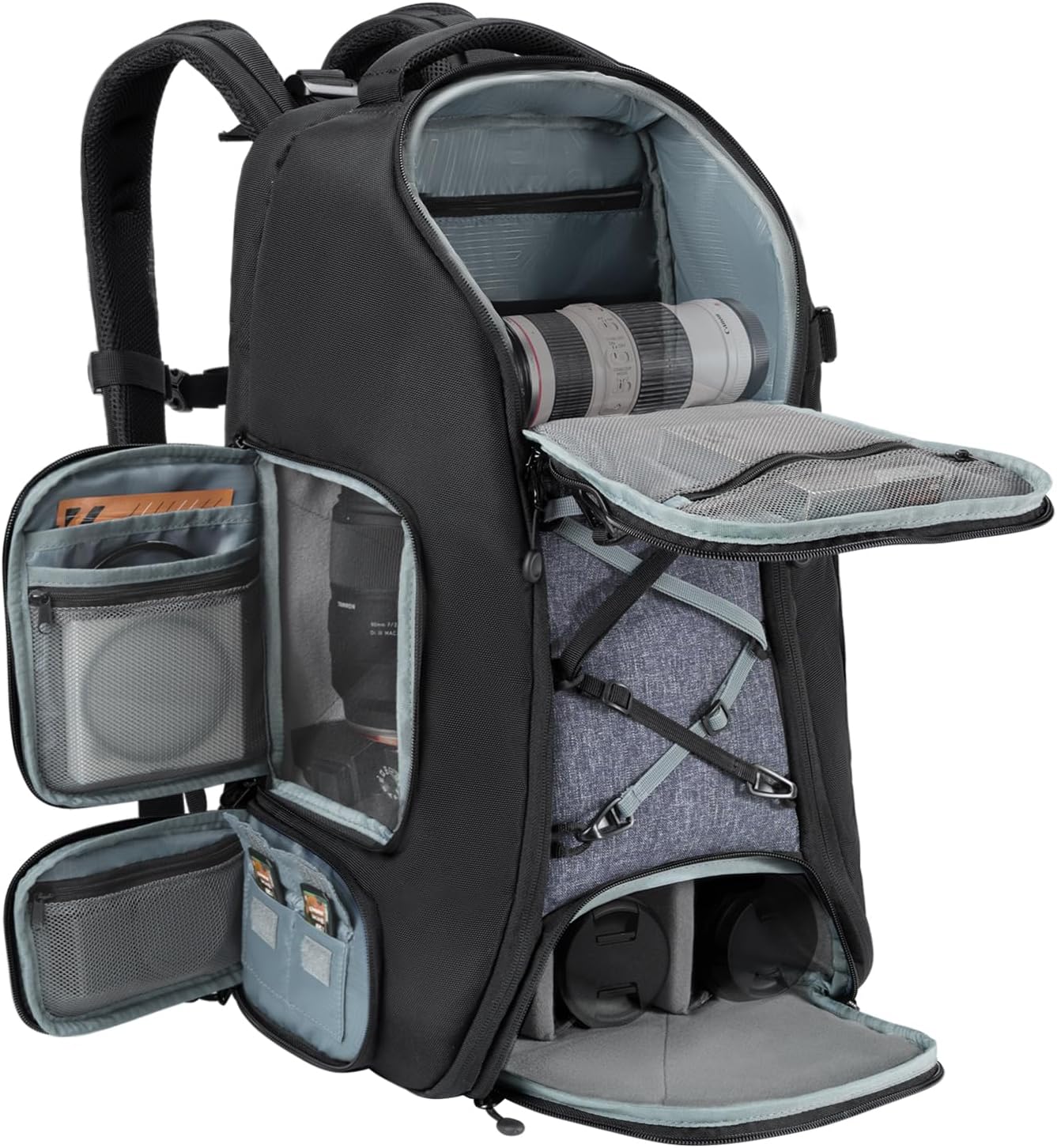 K&F Concept Camera Backpack,Camera Bags for Photographers 30L Large Capacity with Raincover and 16 Inch Laptop Compartment Compatible for Canon/Nikon/Sony/DJI Mavic Drone Travel