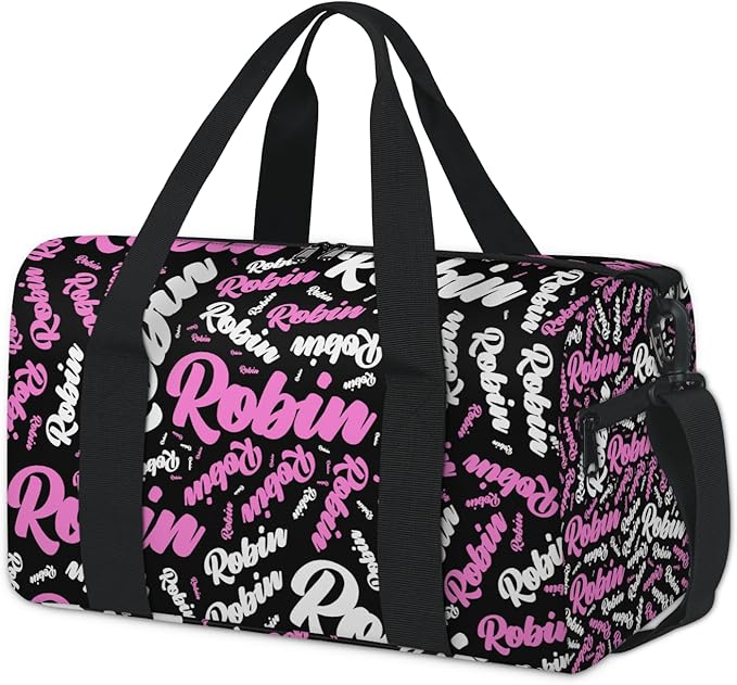 Custom-Dance-Gymnastics-Bag for Girls Personalized Kids Duffle Bag Cheerleader Team Bag for Travel Gym Sport Pink White