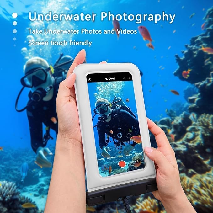 Floatable Soap Bubble Waterproof Phone Pouch/Case with Crossbody Lanyard for iPhone 17 16 Pro Max/15 Pro/14/13/12, IP68 Cellphone Dry Bag Beach Cruise Ship Essentials, 1 Pack-Sand Dollar-7″